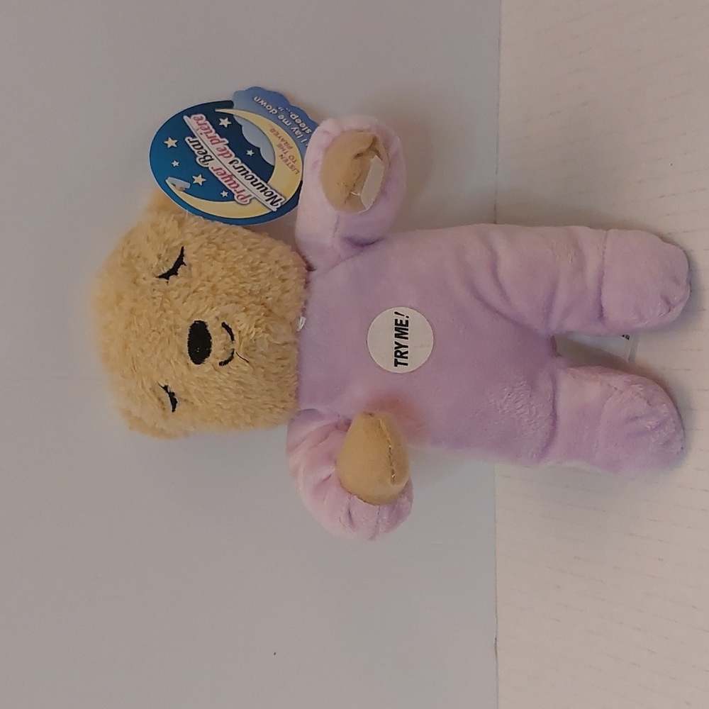 Prayer Bear Purple Little Plush 71/2 Inches Push Listen to Lay Me Down To Sleep